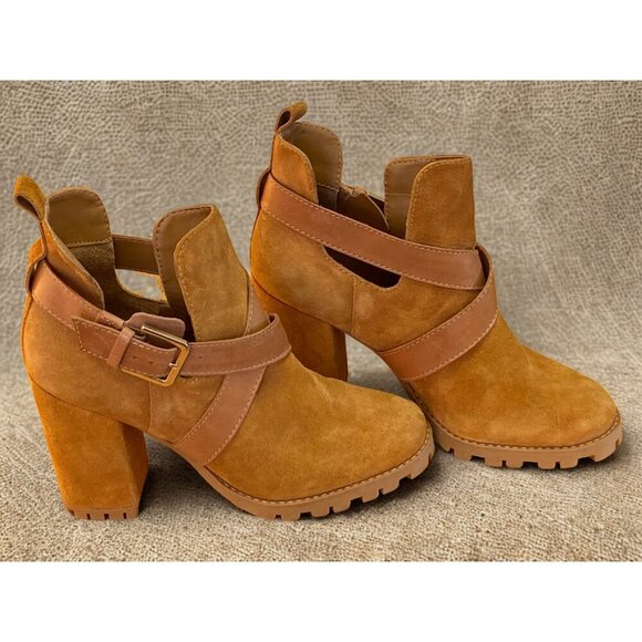 NWOT AREZZO BRAZIL LUXURIOUS FINE NUBUCK & LEATHER CHUNKY HEEL SUEDE SHOES 8.5 - Picture 4 of 6